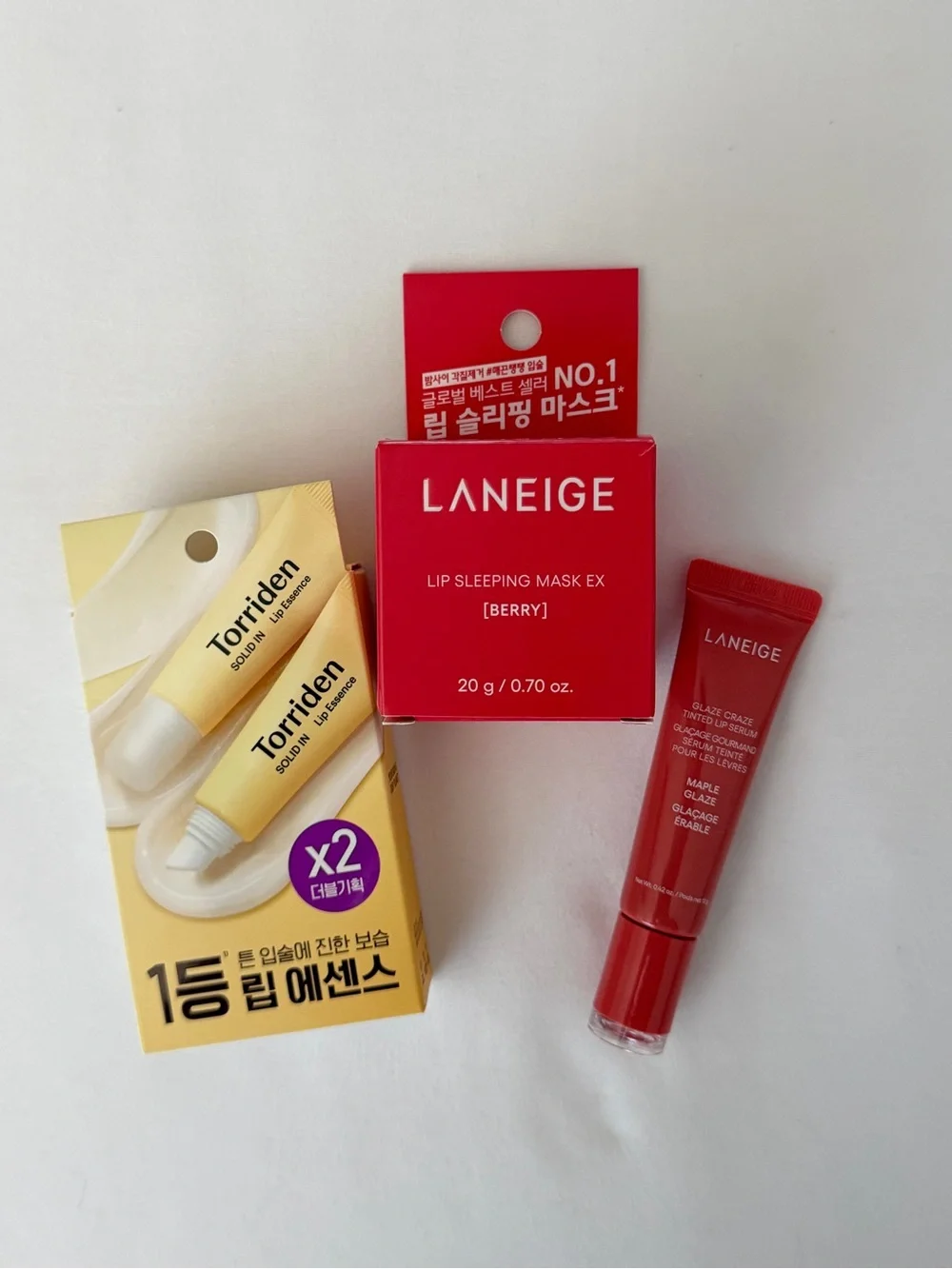 LIP bundle💄 Laneige lip sleeping mask, Laneige maple glaze, Torriden lip essence